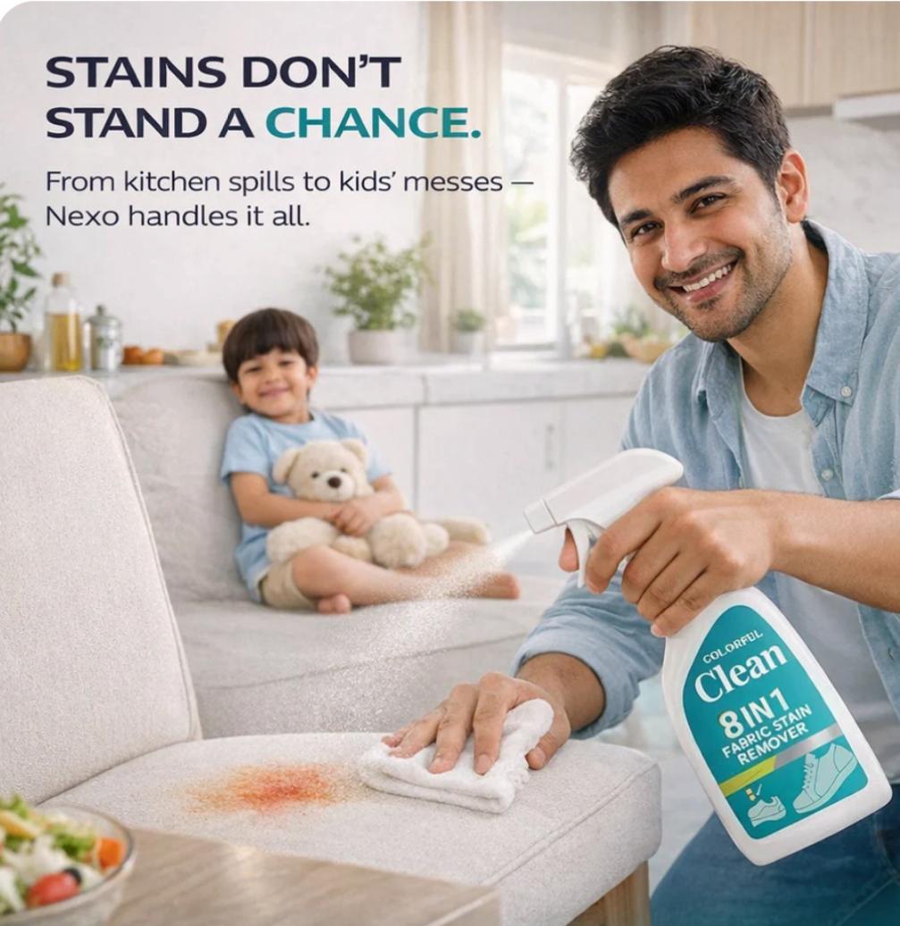 Colorful Cleaner 8-in-1 Fabric Stain Remover Spray | Instant Stain Removal for Clothes, Sofa, Carpet & Upholstery Powerful Multi-Surface Cleaner