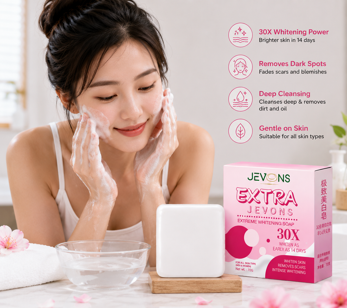 JEVONS Extreme Whitening Soap | Face & Body Brightening Bar