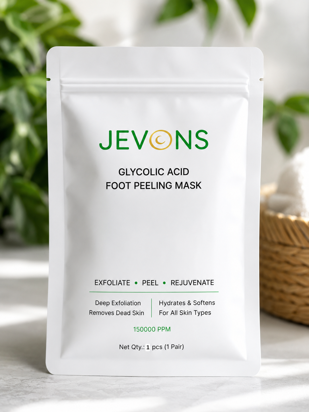 JEVONS Glycolic Acid Foot Peeling Mask | Exfoliating Foot Mask for Dry, Rough & Dead Skin | Soft & Smooth Feet Care | 1 Pair (40g)