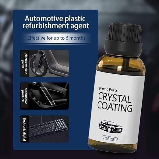 Plastic Parts Crystal Coating for Car Interior Surfaces, Liquid Bottle with Sponge Applicator, 30 ml