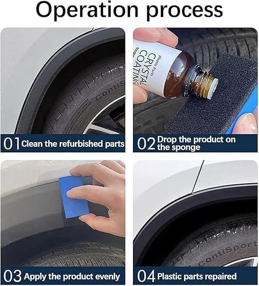 Plastic Parts Crystal Coating for Car Interior Surfaces, Liquid Bottle with Sponge Applicator, 30 ml