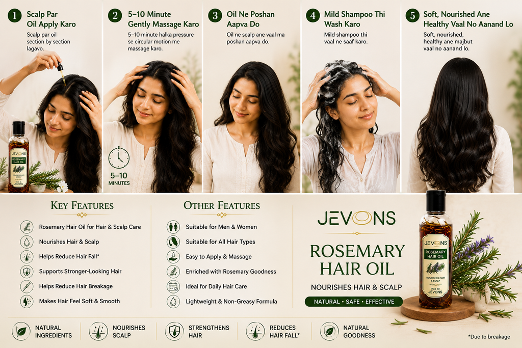JEVONS Rosemary Hair Growth Oil with Rosemary & Methi Dana | Hair Nourishing Oil for Healthy, Strong & Fuller-Looking Hair | 100ml