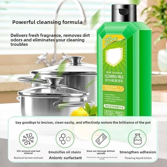 Multi Functional Cleaning Milk with Sponge | Heavy Duty Multipurpose Cleaner for Kitchen, Bathroom & Household Tough Stain Removal