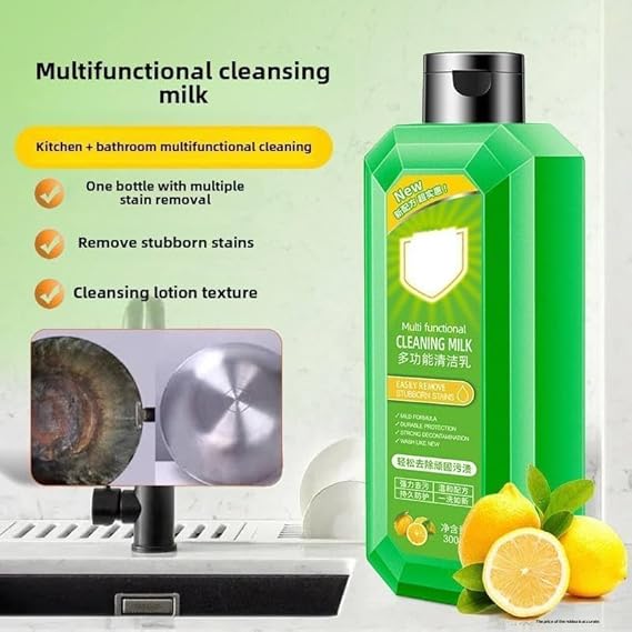 Multi Functional Cleaning Milk with Sponge | Heavy Duty Multipurpose Cleaner for Kitchen, Bathroom & Household Tough Stain Removal