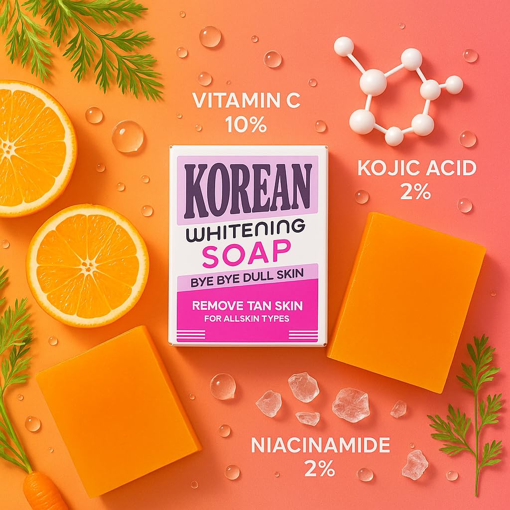 JEVONS Korean Brightening Soap 100g with Kojic Acid, Vitamin C & Niacinamide | For Face & Body | Helps Reduce the Appearance of Dark Spots & Tanning | All Skin Types