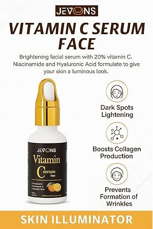 JEVONS 10% Advanced Vitamin C Serum | Brightening & Dark Spot Care for Glowing, Even-Looking Skin | Stable Vitamin C | 30ml