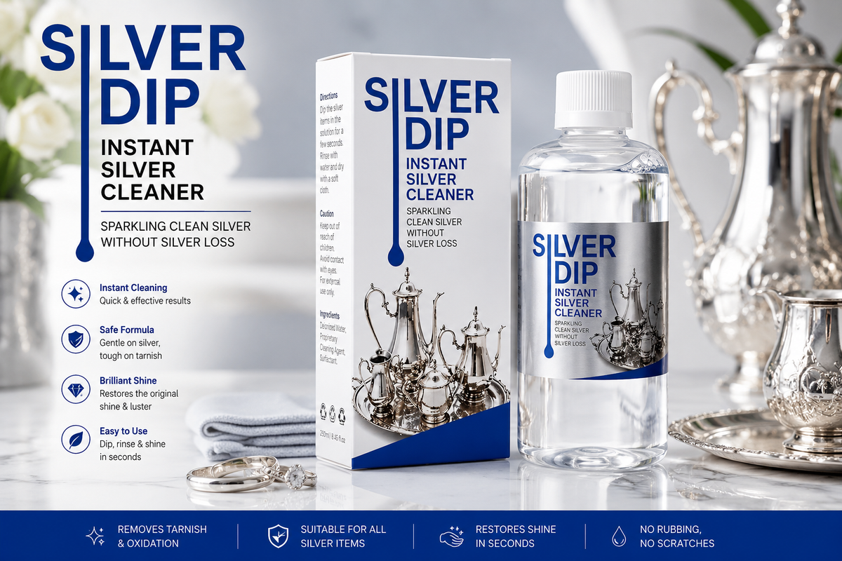 Silver Deep Cleaner Liquid | Fast-Acting Tarnish Remover for Silver Jewellery, Pooja Items & Utensils | Sparkling Clean Finish
