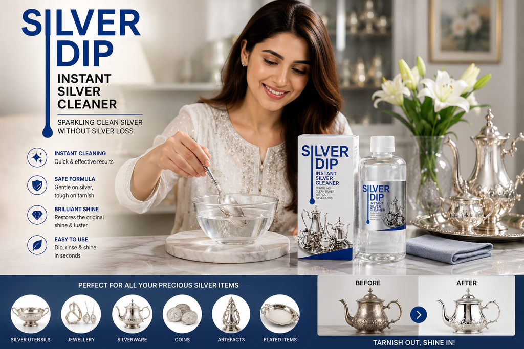 Silver Deep Cleaner Liquid | Fast-Acting Tarnish Remover for Silver Jewellery, Pooja Items & Utensils | Sparkling Clean Finish