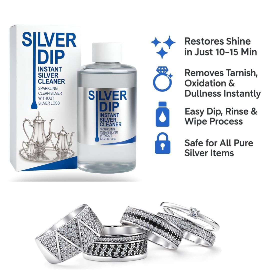 Silver Cleaning Liquid, Silver Dip Instant Silver Cleaner For Jewellery, Articles And Silverware - No Silver Loss, 250ml (Pack of 1)