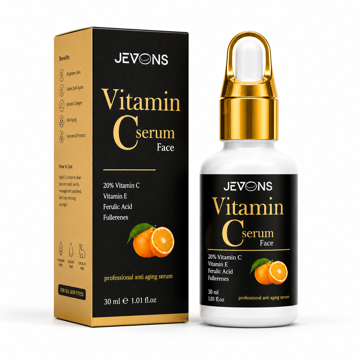 JEVONS 10% Advanced Vitamin C Serum | Brightening & Dark Spot Care for Glowing, Even-Looking Skin | Stable Vitamin C | 30ml
