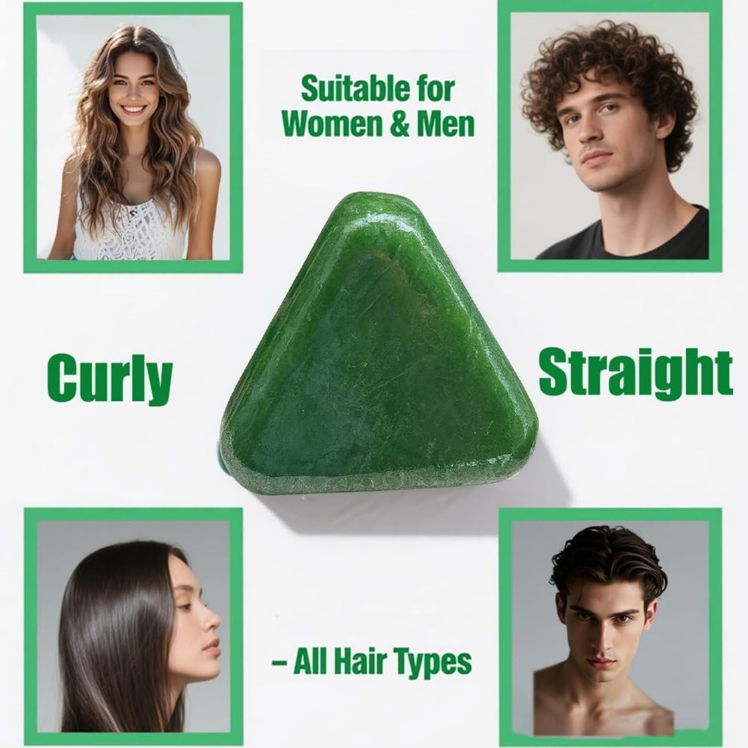 Herbal Shampoo Bar 100g – Oil Control, Dandruff Removal & Hair Smoothening Soap | Natural Seven Green Triangle Shampoo Bar with Platycladus & Usman Grass[pack of 2]