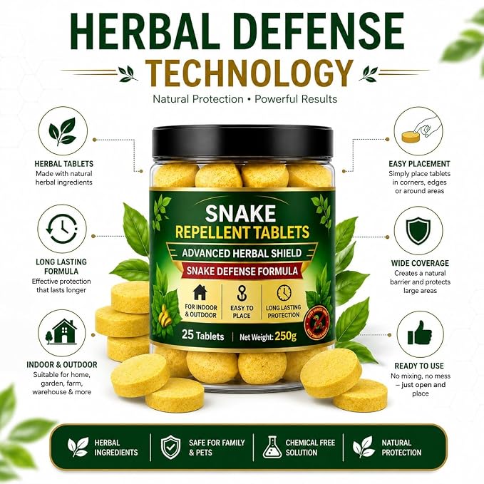 Herbal Snake Repellent Tablets for Indoor & Outdoor Use, Herbal Formula Snake Deterrent Tablets (Pack of 50)