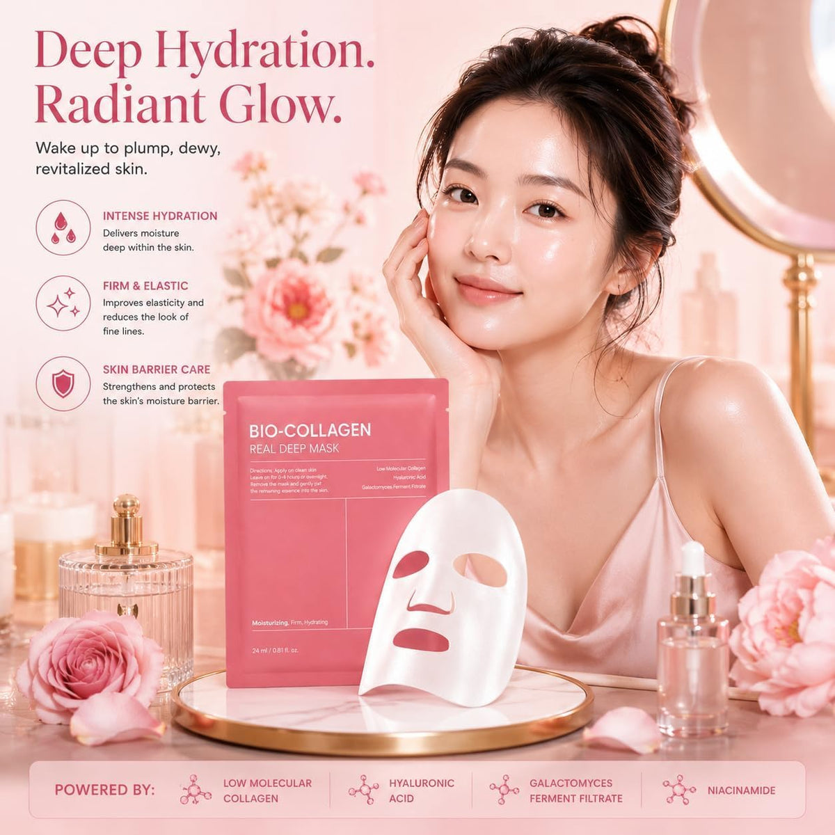 Bio-Collagen Real Deep Mask | Intense Hydration & Nourishment Facial Sheet Mask | Korean-Inspired Skincare for Soft, Smooth & Radiant-Looking Skin