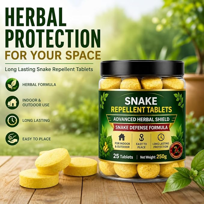 Herbal Snake Repellent Tablets for Indoor & Outdoor Use, Herbal Formula Snake Deterrent Tablets (Pack of 50)