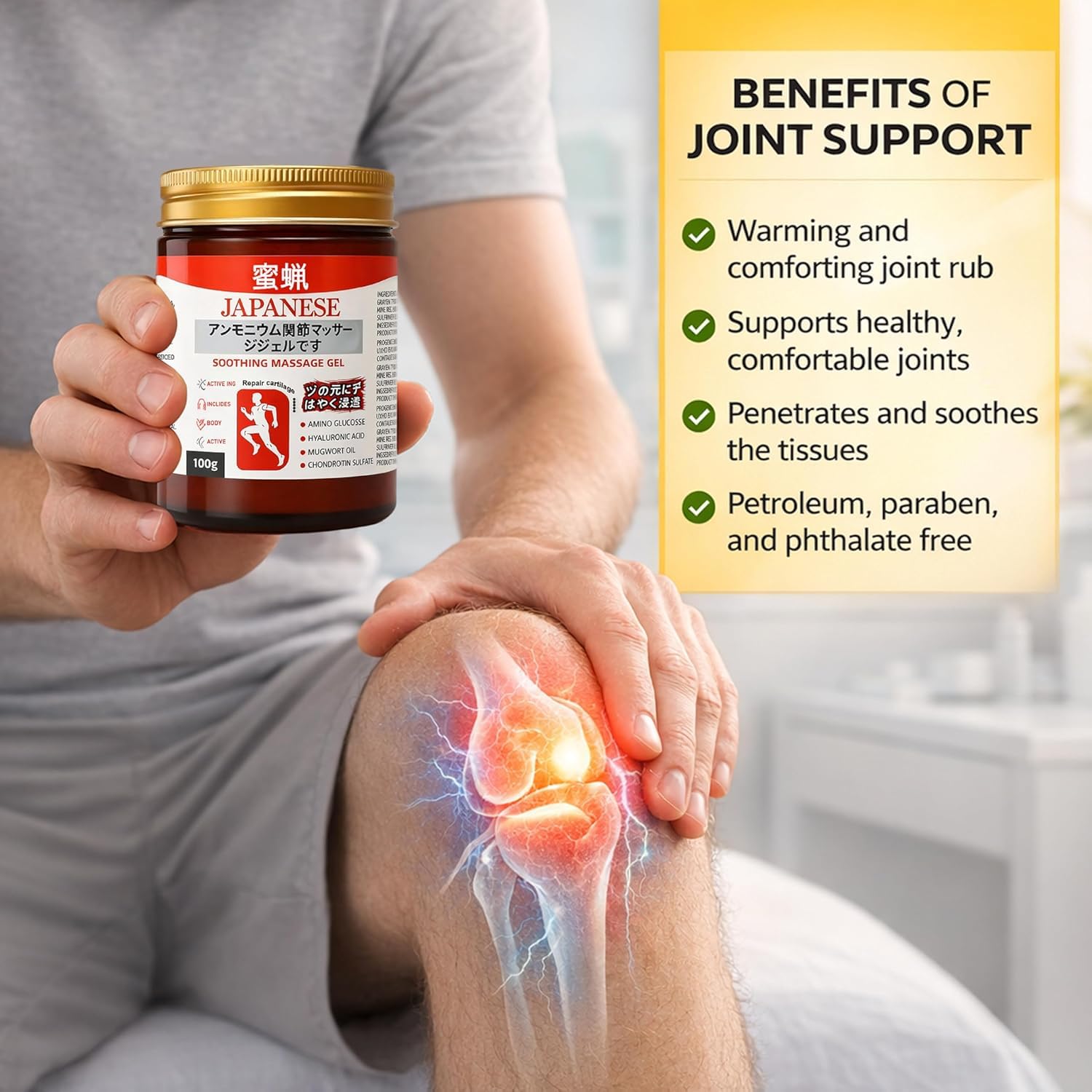 Japanese Muscle Pain Relief Gel Fast Cooling Menthol Camphor Balm for Joint, Back & Shoulder Pain (100g)