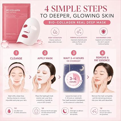 Bio-Collagen Real Deep Mask | Intense Hydration & Nourishment Facial Sheet Mask | Korean-Inspired Skincare for Soft, Smooth & Radiant-Looking Skin