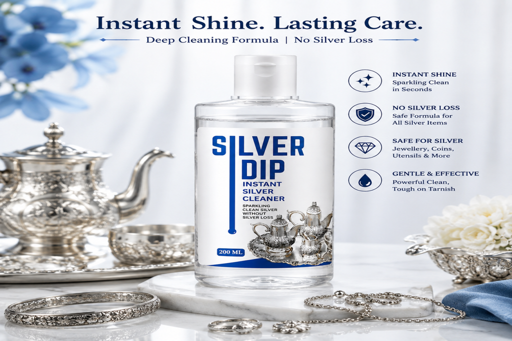 Silver Deep Cleaner Liquid | Fast-Acting Tarnish Remover for Silver Jewellery, Pooja Items & Utensils | Sparkling Clean Finish