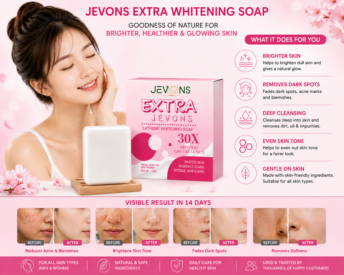 JEVONS Extreme Whitening Soap | Face & Body Brightening Bar