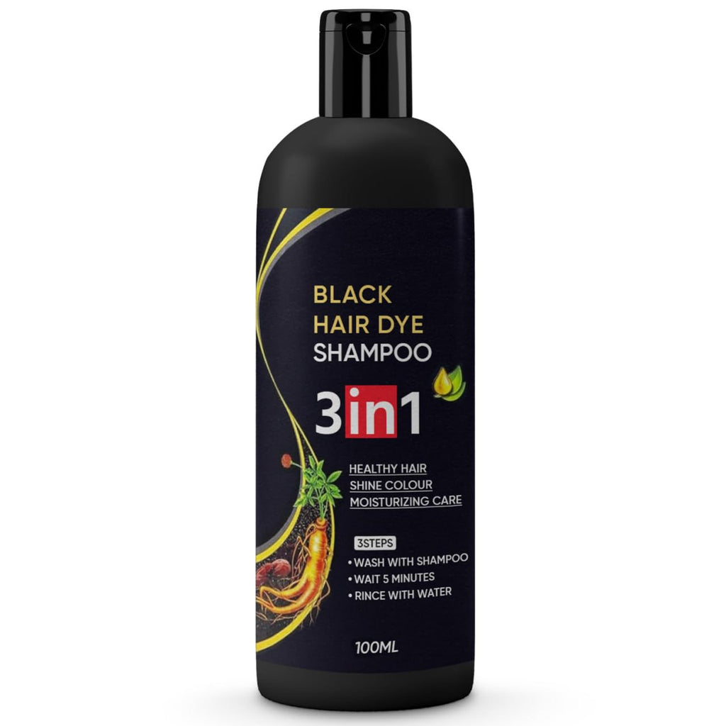 Herbal 3 in 1 Dye Instant Black Hair Shampoo for Women & Men Organic Shampoo Herbal 3 in 1 Dye Instant Black 100% Coverage