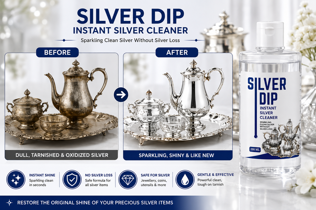 Silver Deep Cleaner Liquid | Fast-Acting Tarnish Remover for Silver Jewellery, Pooja Items & Utensils | Sparkling Clean Finish