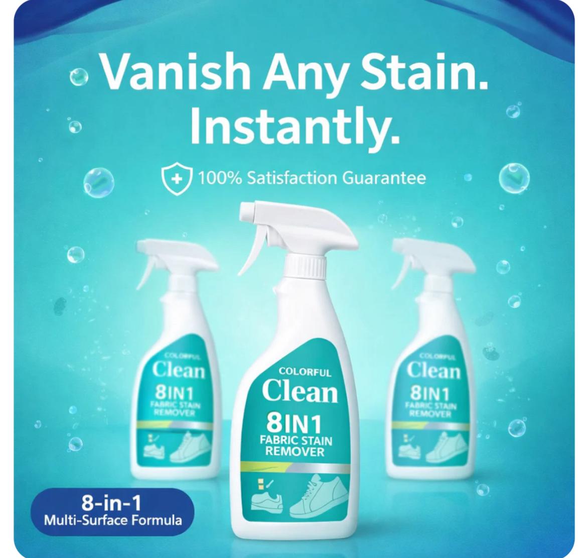 Colorful Cleaner 8-in-1 Fabric Stain Remover Spray | Instant Stain Removal for Clothes, Sofa, Carpet & Upholstery Powerful Multi-Surface Cleaner