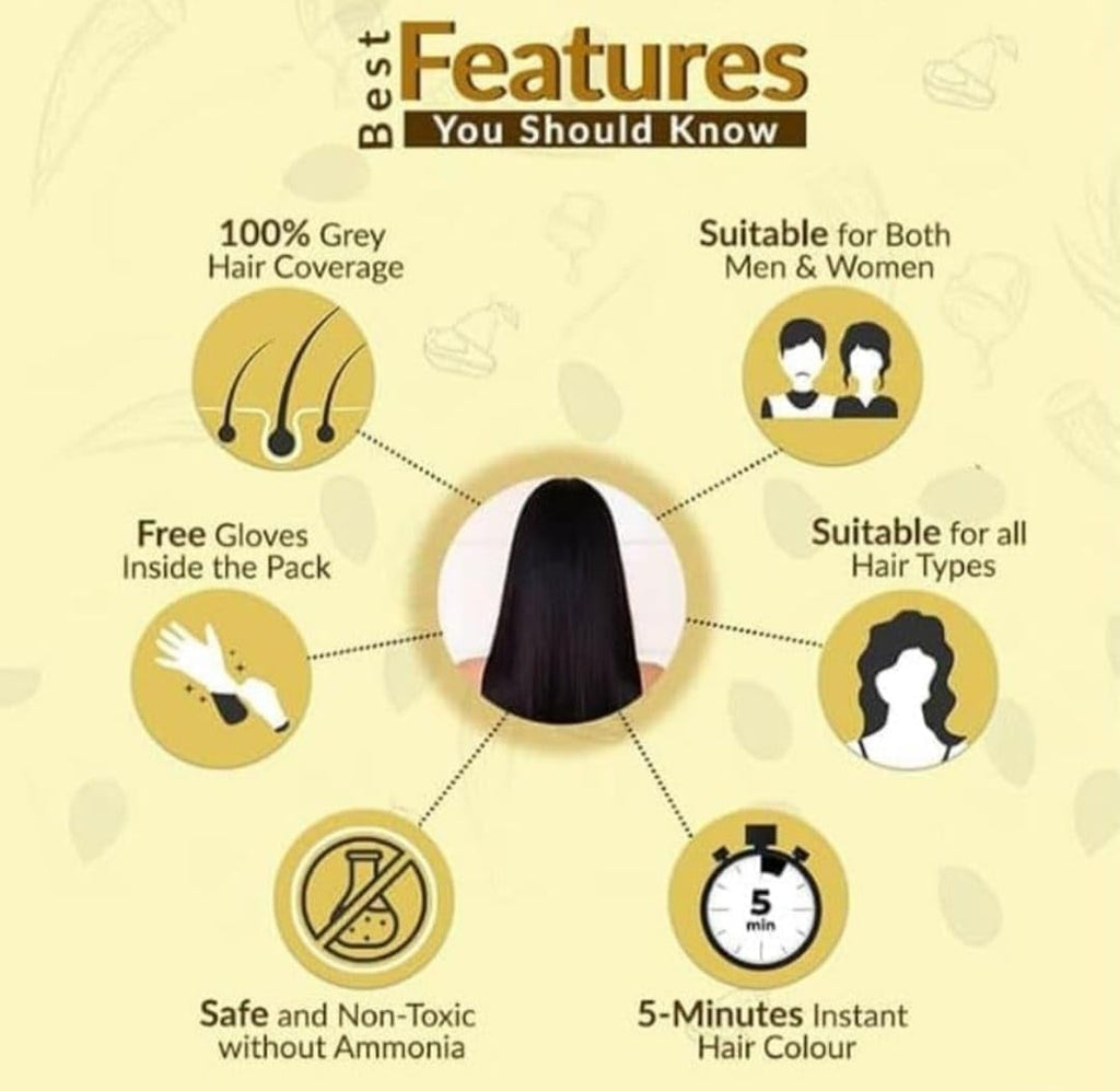 Herbal 3 in 1 Dye Instant Black Hair Shampoo for Women & Men Organic Shampoo Herbal 3 in 1 Dye Instant Black 100% Coverage